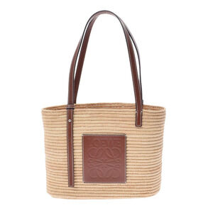Loewe Square Basket Bag Beige Brown Raffia Leather Handbag